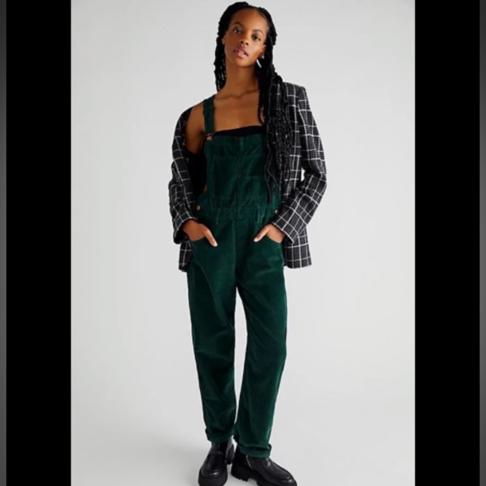 Green corduroy ziggy overalls